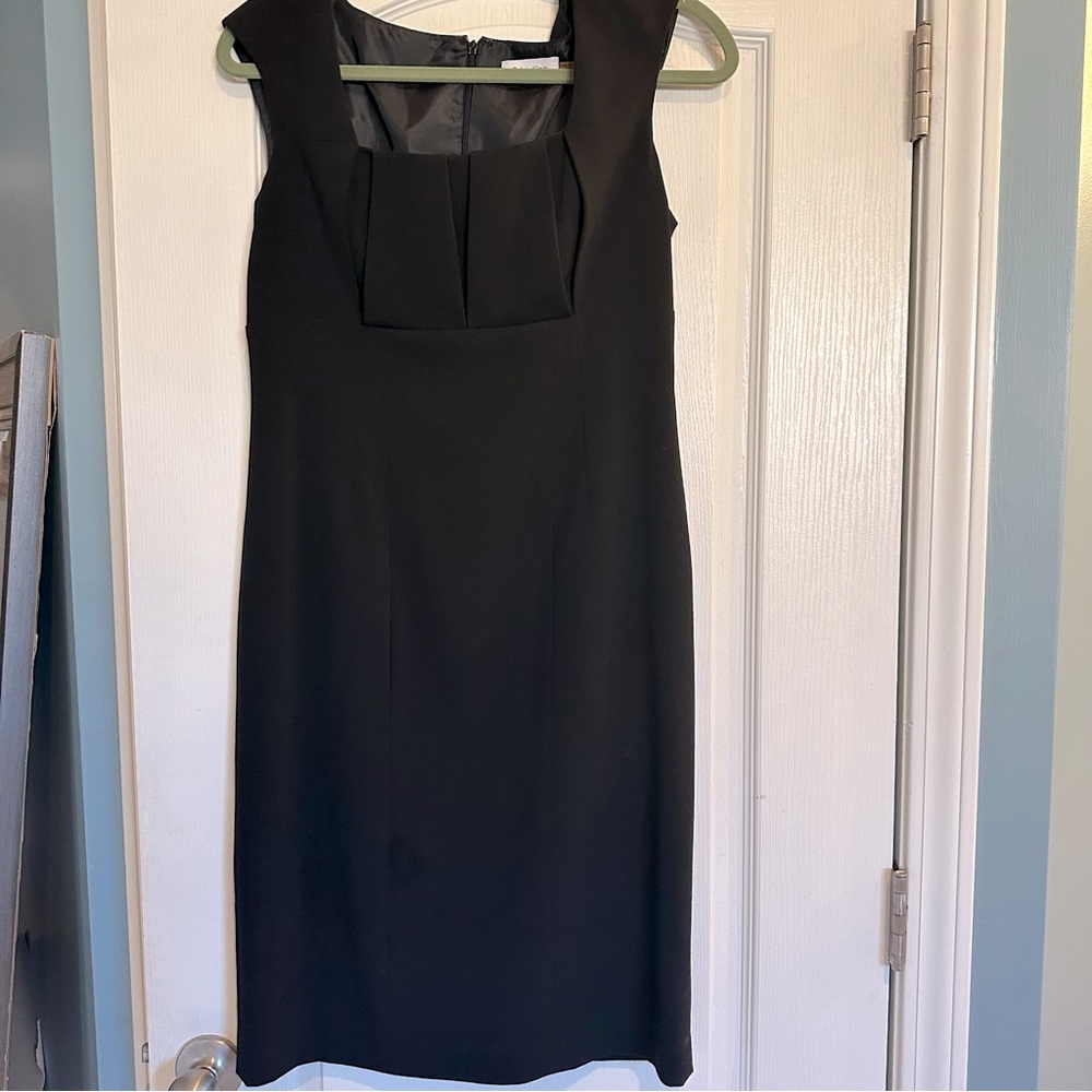 Calvin Klein little black dress square neck shift dress size 6
